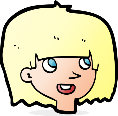 Bir insan tarafından çizilmiş mutlu kadın yüzü.