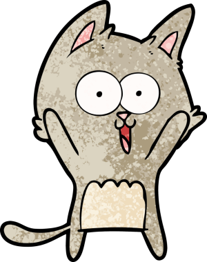 Bir insan tarafından çizilmiş komik çizgi film kedisi.