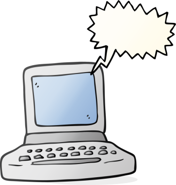 Bir insan tarafından çizilmiş serbest konuşma balonu karikatürü eski bilgisayar