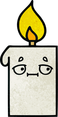 Bir insan tarafından çizilmiş yanan bir mumun retro grunge desen karikatürü