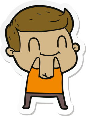 Bir insan tarafından çizilmiş, karikatür dostu bir adamın çıkartması.