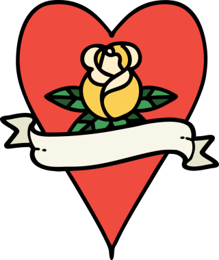 Bir insan tarafından çizilmiş kalp şeklinde geleneksel bir dövme.