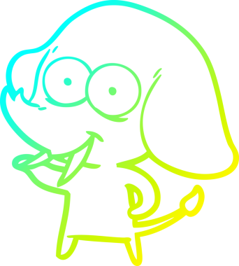 Bir insan tarafından çizilmiş mutlu bir filin soğuk gradyan çizgisi.