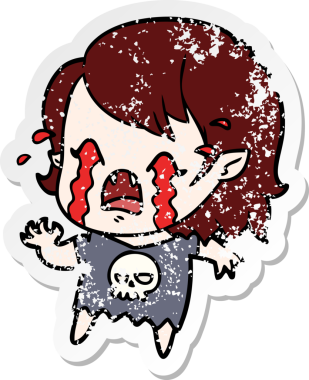 Bir insan tarafından çizilmiş ağlayan vampir bir karikatür çıkartması.