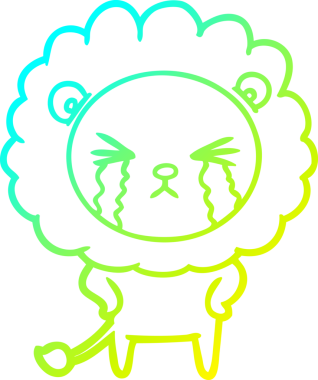 Bir insan tarafından çizilmiş ağlayan aslanın soğuk gradyan çizgisi