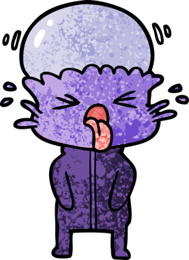 Bir insan tarafından çizilmiş garip bir uzaylı çizgi filmi.