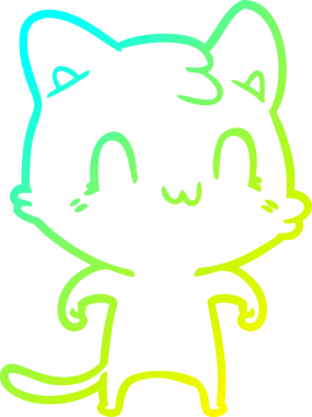 Bir insan tarafından çizilen mutlu çizgi bir kedinin soğuk gradyan çizimi