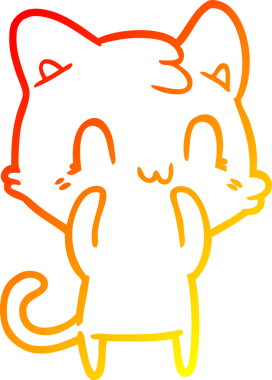 Bir insan tarafından çizilen mutlu çizgi bir kedinin sıcak gradyan çizimi