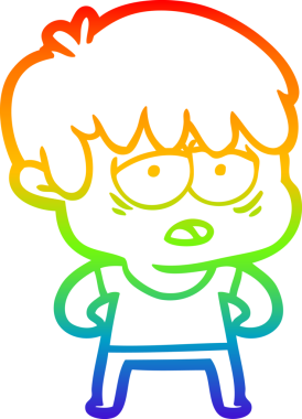 gökkuşağı gradyan çizgi çizimi bir insan tarafından çizilmiş bitkin bir çocuk