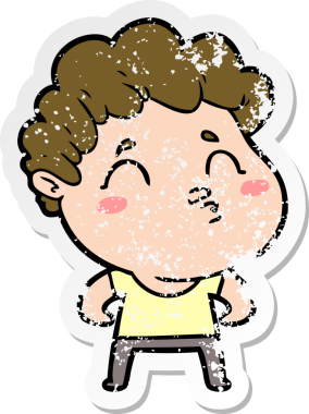 Bir insan tarafından çizilmiş karikatür adamın sıkıntılı çıkartması.