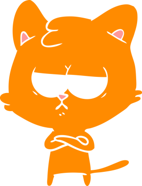 Sıkıcı düz renkli çizgi film kedisi bir insan tarafından çizildi