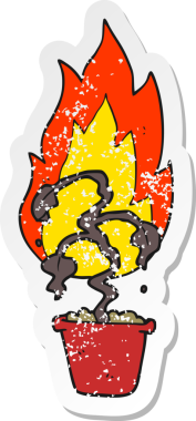 Bir insan tarafından çizilmiş bir karikatür yakma bitkisinin gerilimli yapıştırması.