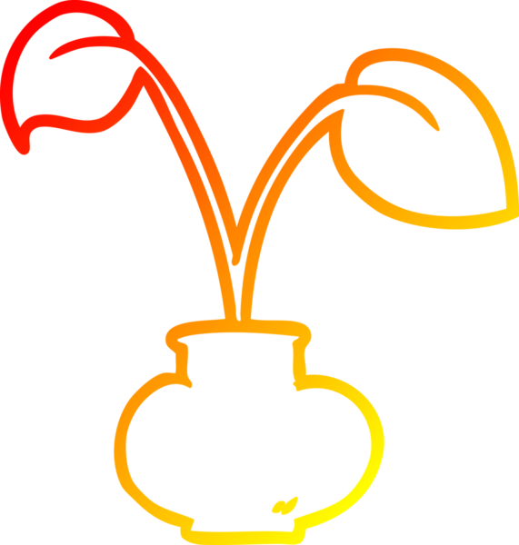 Bir insan tarafından çizilmiş bir ev bitkisinin sıcak gradyan çizgisi