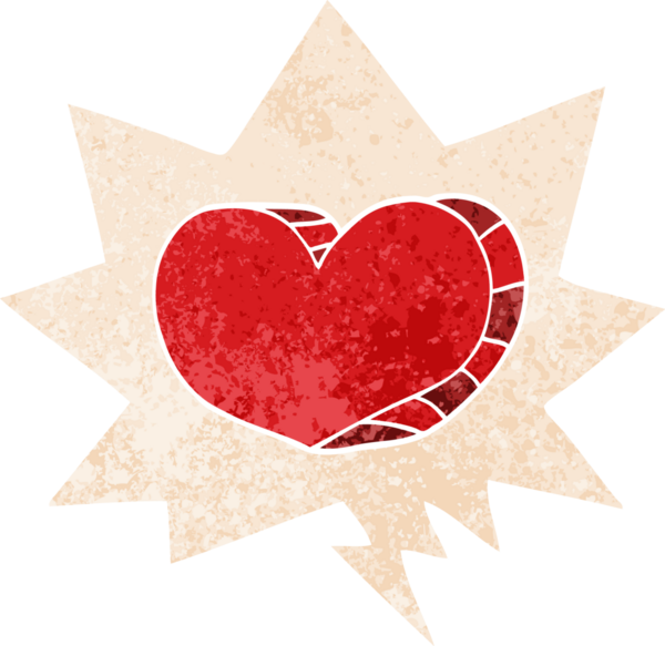 bir insan tarafından çizilmiş, grunge dertli retro tarzı ile konuşma baloncuğu ile çizgi film aşk kalbi