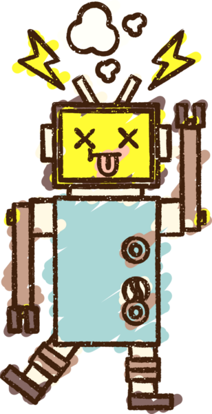 Bir insan tarafından çizilen Kırık Robot Tebeşiri