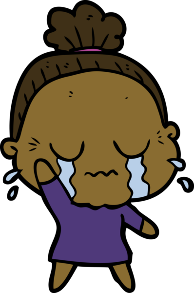 Bir insan tarafından çizilmiş ağlayan yaşlı kadın çizgi filmi.