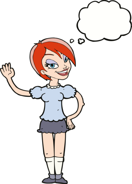 Bir insan tarafından çizilmiş düşünce balonlu bir kadın.