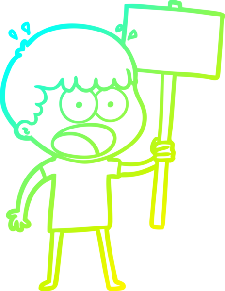 Bir insan tarafından çizilmiş levhalı bir adamın soğuk gradyan çizimi.