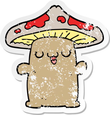 Bir insan tarafından çizilmiş karikatür mantarı çıkartması.