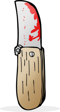 Bir insan tarafından çizilmiş katlanmış çizgi film bıçağı.