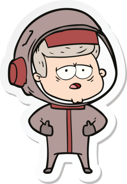 Bir insan tarafından çizilmiş yorgun bir astronotun çıkartması.