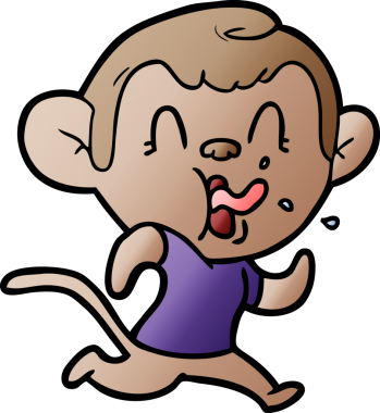 Bir insan tarafından çizilen çılgın çizgi film maymunu