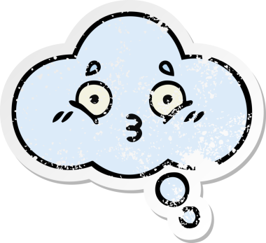 Bir insan tarafından çizilmiş tatlı bir çizgi film düşünce balonunun sıkıntılı çıkartması.