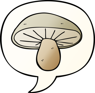bir insan tarafından çizilmiş düzgün eğimli konuşma baloncuklu mantar mantarı.