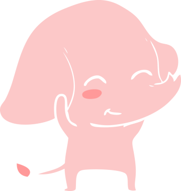 Bir insan tarafından çizilmiş düz renk çizgi film fili.