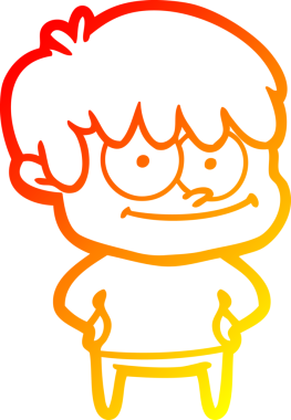 Bir insan tarafından çizilmiş mutlu bir çizgi film karakteri çizimi.