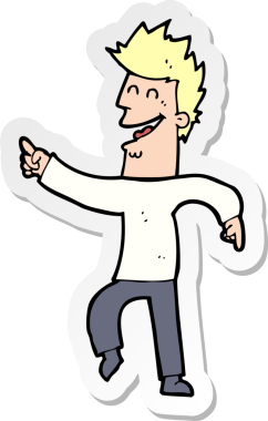 Bir insan tarafından çizilmiş çizgi film karakterinin çıkartması.