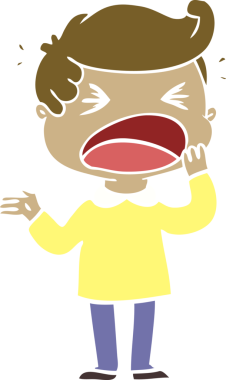 Bir insan tarafından çizilmiş düz renkli karikatür.