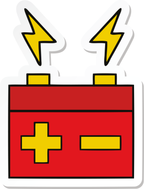 Bir insan tarafından çizilmiş sevimli bir elektrik aküsünün çıkartması.