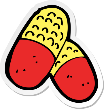 Bir insan tarafından çizilmiş tıbbi hapların çıkartması.