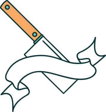 Bir insan tarafından çizilmiş et satırı sancağıyla geleneksel dövme