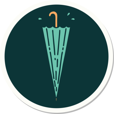 Bir insan tarafından çizilmiş geleneksel kapalı şemsiye stili dövme çıkartması.