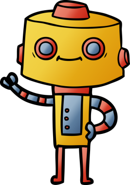 Bir insan tarafından çizilmiş çizgi film robotu