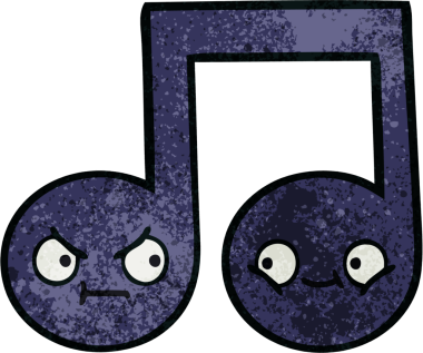 Bir insan tarafından çizilmiş müzikal notanın retro grunge desen karikatürü