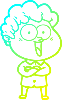 Bir insan tarafından çizilmiş mutlu bir adamın soğuk çizgi çizimi.