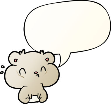 Bir insan tarafından çizilmiş, konuşma baloncuğu dolu yanaklı çizgi film hamster 'ı.