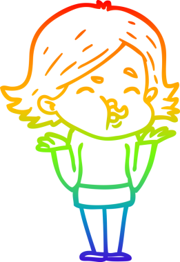 Gökkuşağı gradyan çizgi çizimi Bir insan tarafından çizilen bir kız karikatürü