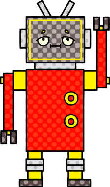 bir insan tarafından çizilmiş bir robotun çizgi roman tarzı