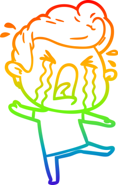 Bir insan tarafından çizilmiş ağlayan bir adamın çizdiği gökkuşağı gradyan çizgisi.