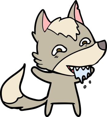 Bir insan tarafından çizilmiş aç kurt çizgi filmi.