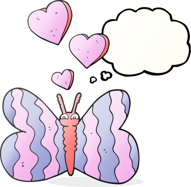 Bir insan tarafından çizilmiş serbest çizim balon karikatür kelebeği