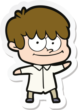 Bir insan tarafından çizilmiş mutlu bir çizgi film karakterinin çıkartması.