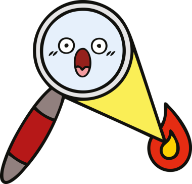 Bir insan tarafından çizilmiş bir büyüteç karikatürü.