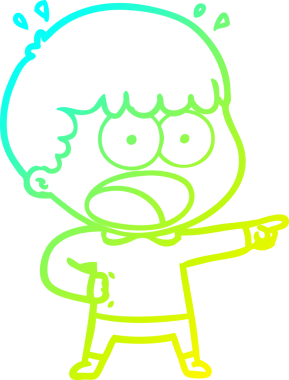 Bir çizgi filmin soğuk gradyan çizimi bir insan tarafından çizilmiş şok edici bir adam.