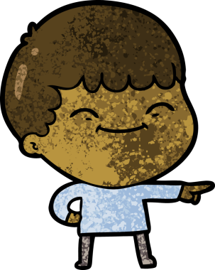 Bir insan tarafından çizilmiş mutlu çocuk çizgi filmi.