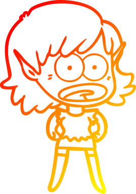 Bir çizgi film karakteri çizimi bir insan tarafından çizilmiş elf kızı şok etti.